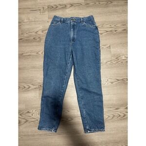 Vintage LL Bean Flannel Lined Jeans Womens 16 30 Medium Wash Plaid‎ Mom Jeans